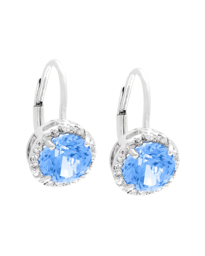 Gemstones Silver 3.04 Ct. Tw. Diamond & Blue Topaz Earrings