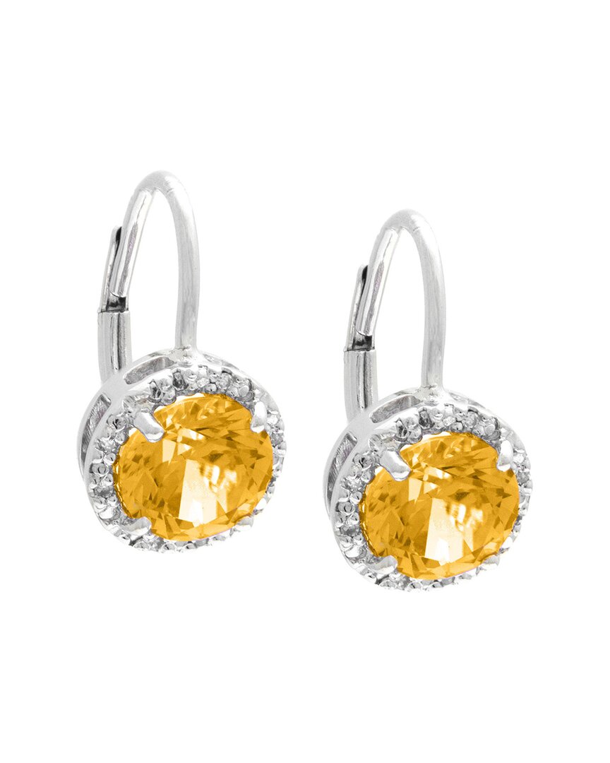 Gemstones Silver 2.40 Ct. Tw. Diamond & Citrine Earrings