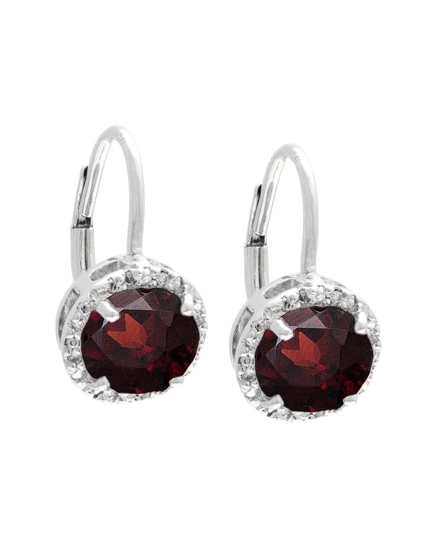 Gemstones Silver 2.95 Ct. Tw. Diamond & Garnet Earrings