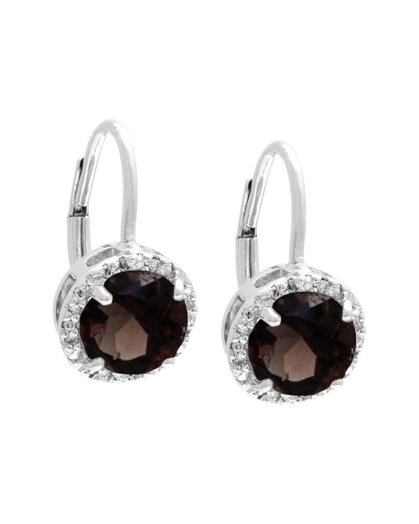 Gemstones Silver 2.84 Ct. Tw. Diamond & Smoky Quartz Earrings