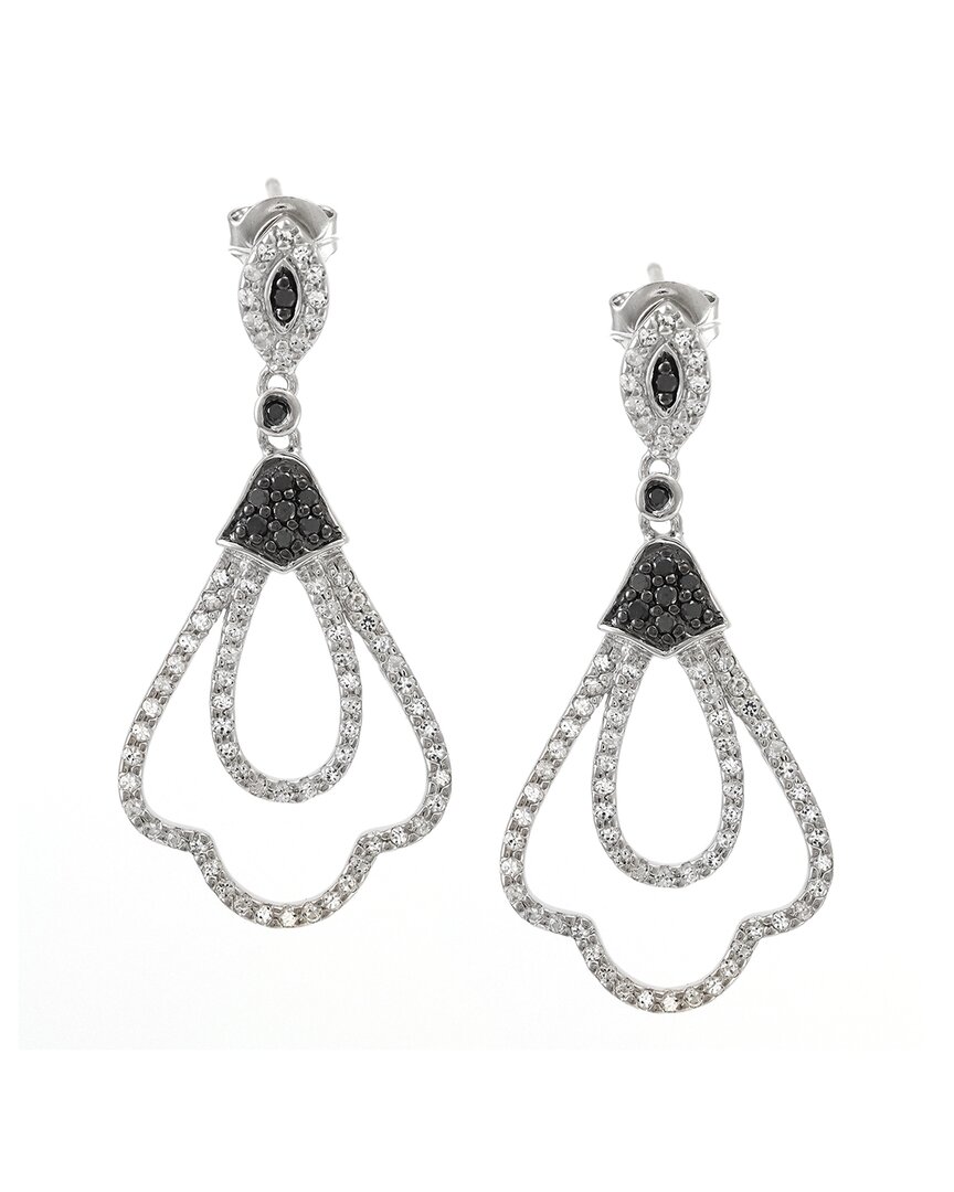Gemstones Silver 0.96 Ct. Tw. Diamond & White Topaz Earrings