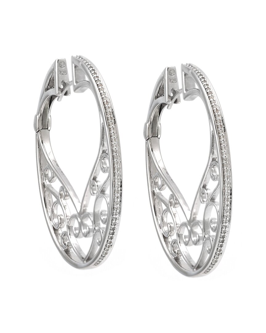 Gemstones Silver 0.55 Ct. Tw. Diamond & White Topaz Earrings
