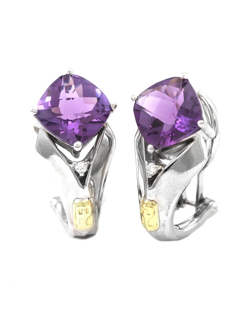 Gemstones Silver 3.89 Ct. Tw. Diamond & Amethyst Earrings