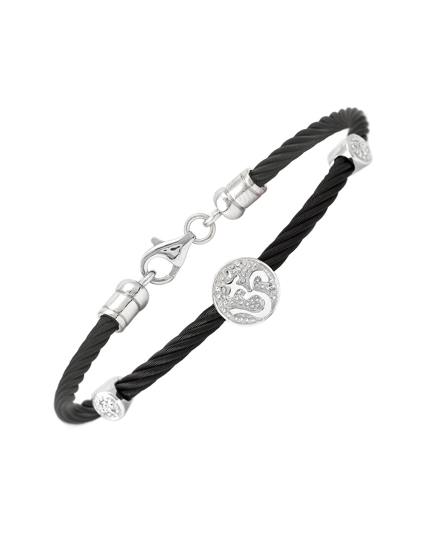 Diamond Select Cuts Silver & Steel 0.03 Ct. Tw. Diamond Bangle Bracelet