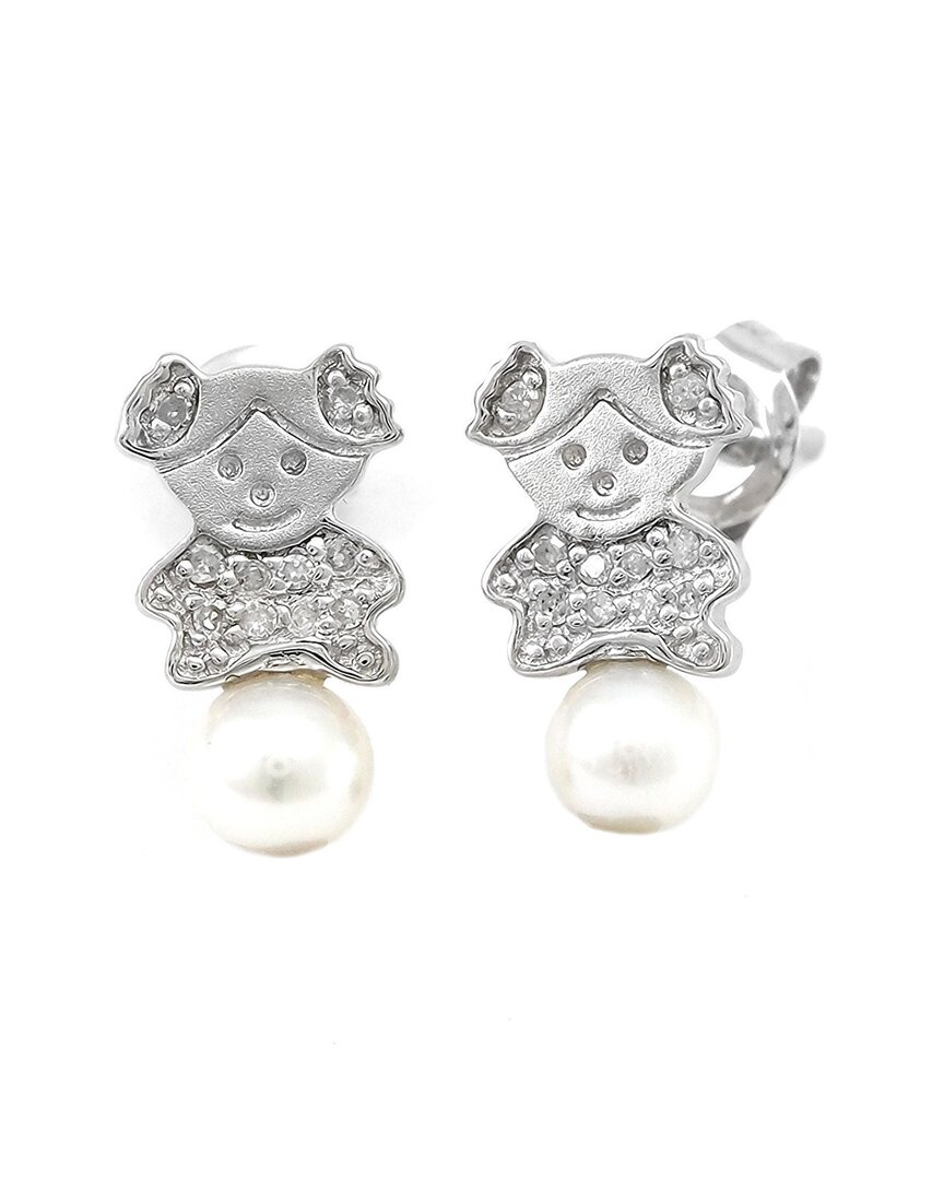 Pearls Silver Diamond Pearl Earrings