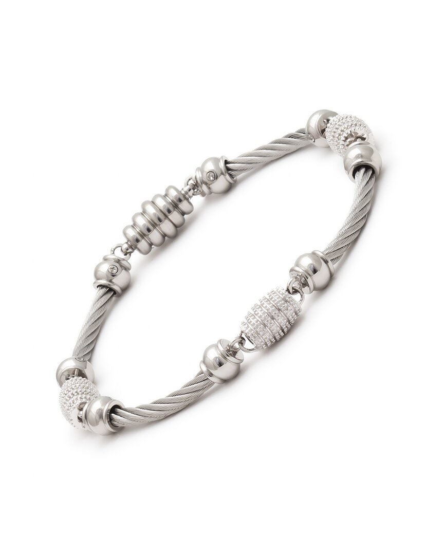 Diamond Select Cuts Silver & Steel 0.08 Ct. Tw. Diamond Bracelet