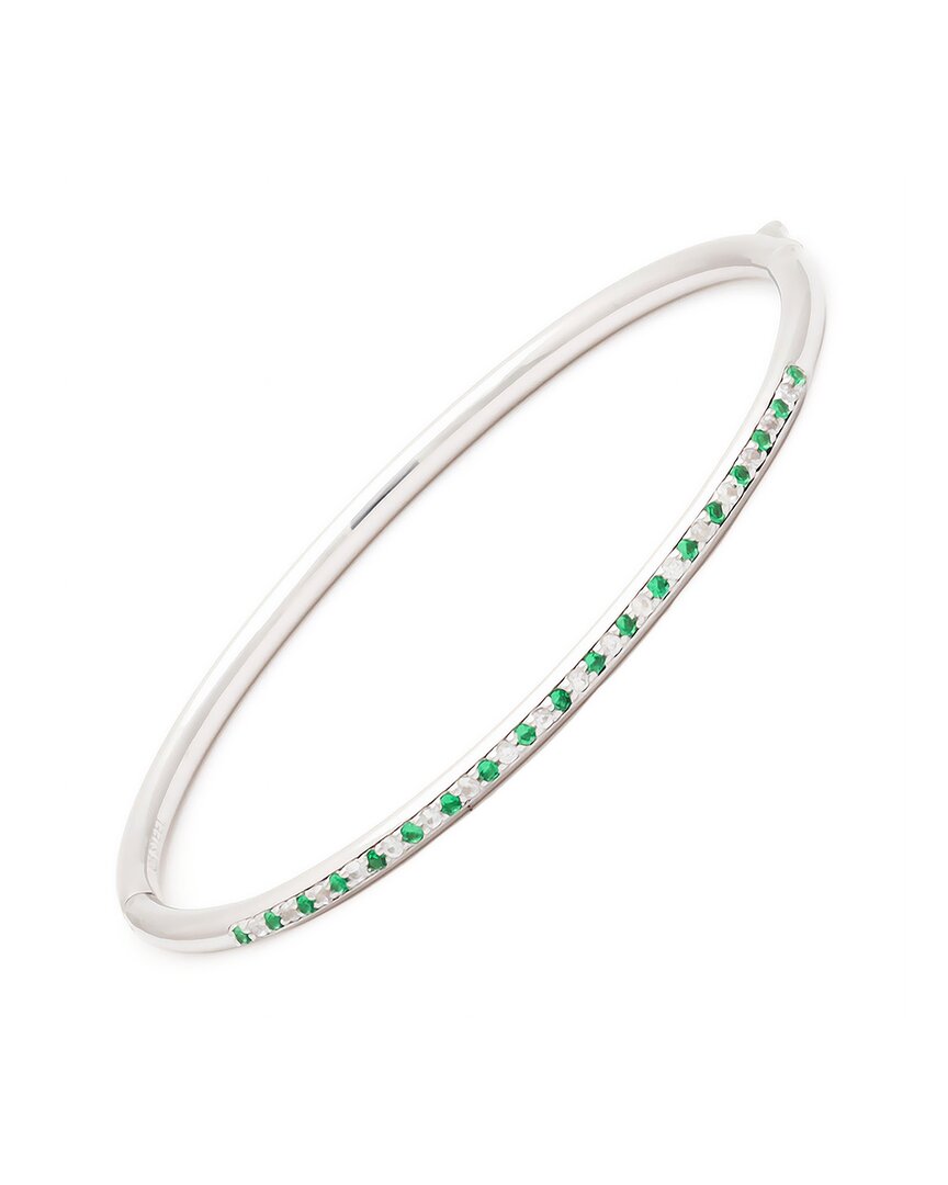 Gemstones Silver & Steel 0.59 Ct. Tw. Diamond & Green Spinel Bangle Bracelet