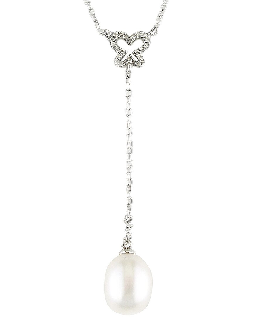 Pearls Silver Diamond 7.8mm Pearl Necklace