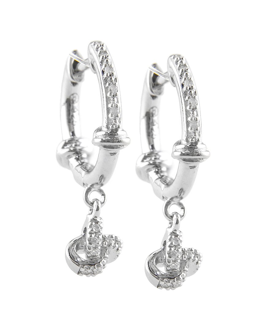 Diamond Select Cuts Silver Diamond Love Knot Hoops