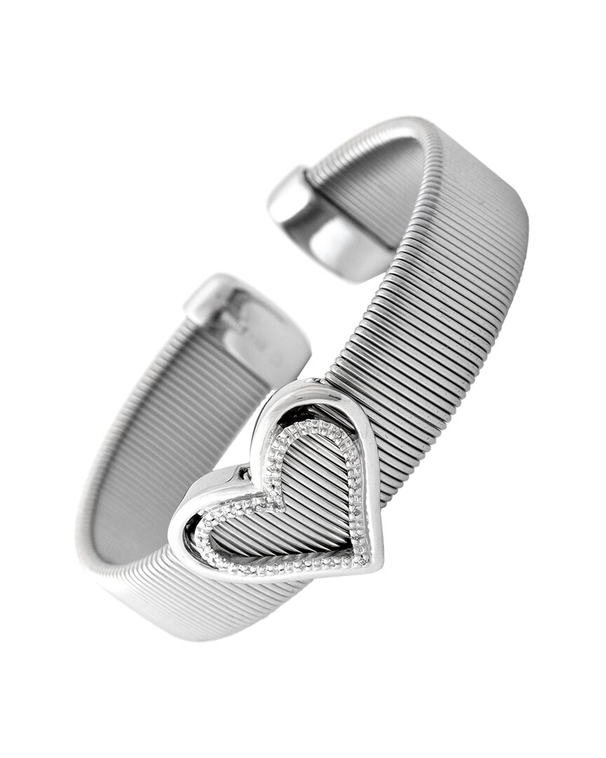 Diamond Select Cuts Silver & Steel Diamond Heart Bangle Bracelet