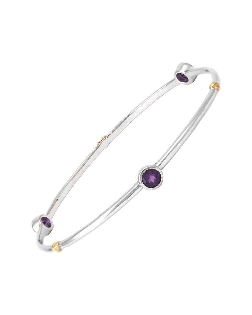 Gemstones Silver 1.36 Ct. Tw. Diamond & Smoky Quartz Bangle Bracelet