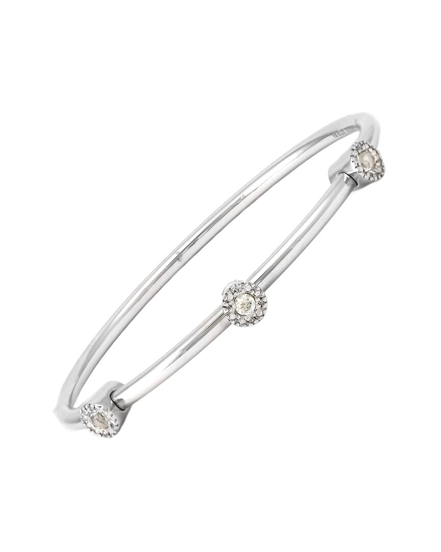 Gemstones Silver & Steel 0.37 Ct. Tw. Diamond & Lemon Quartz Bangle Bracelet