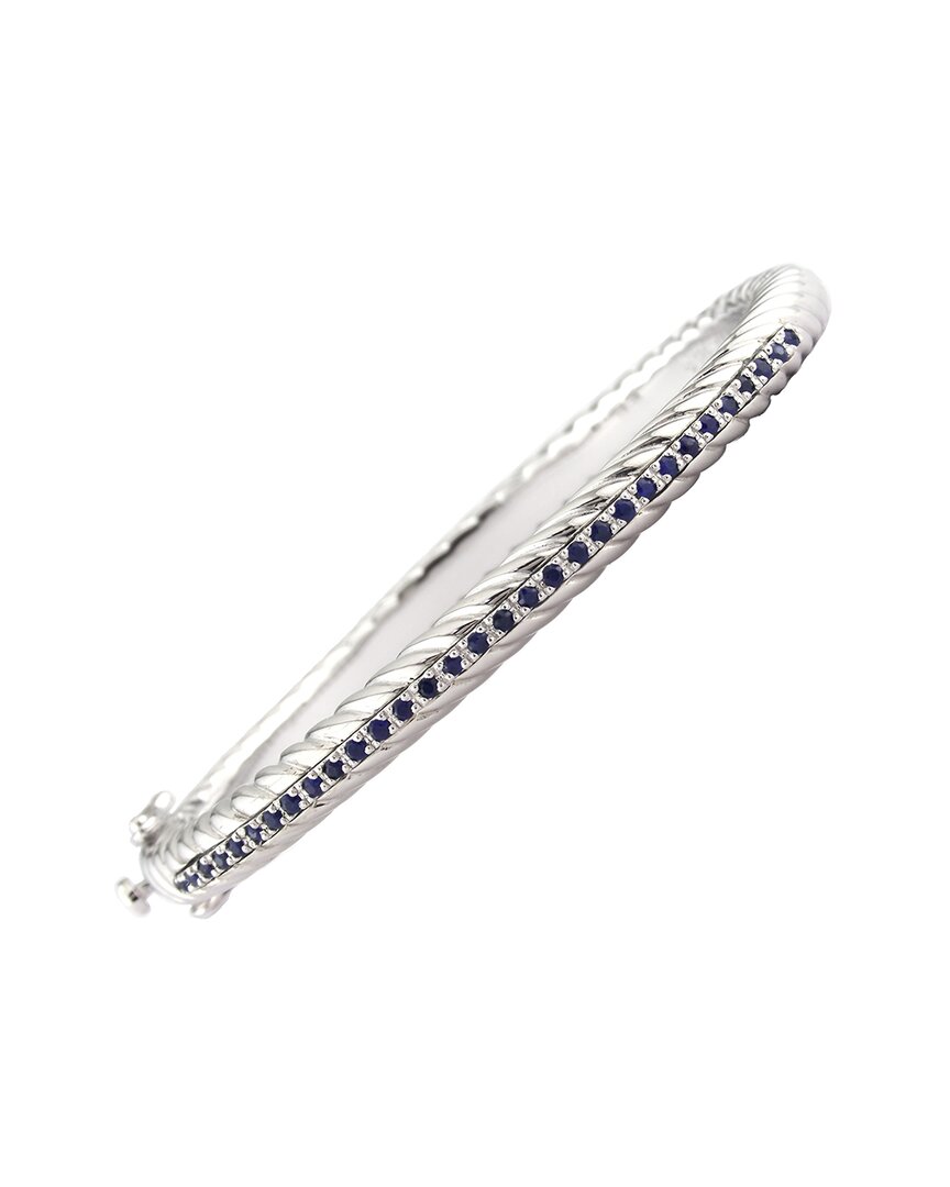 Shop Gemstones Silver & Steel 0.52 Ct. Tw. Diamond & Sapphire Bangle Bracelet