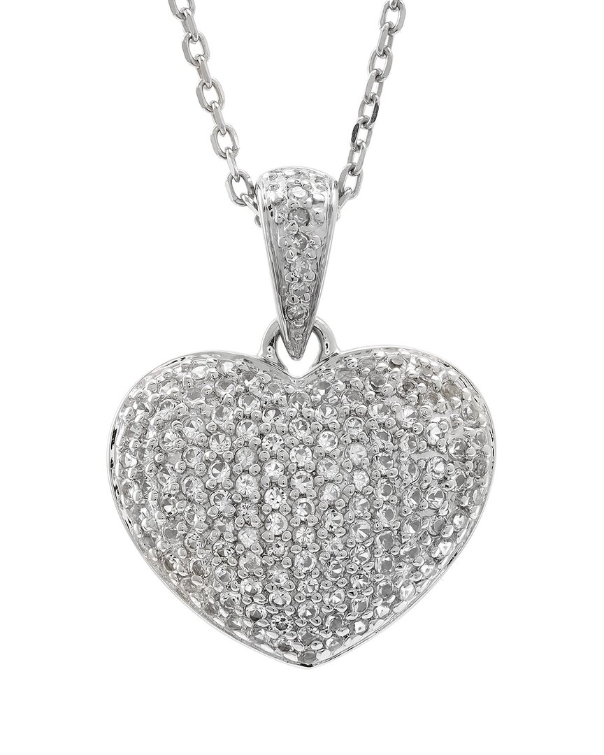 Gemstones Silver 0.81 Ct. Tw. Diamond & White Topaz Pendant