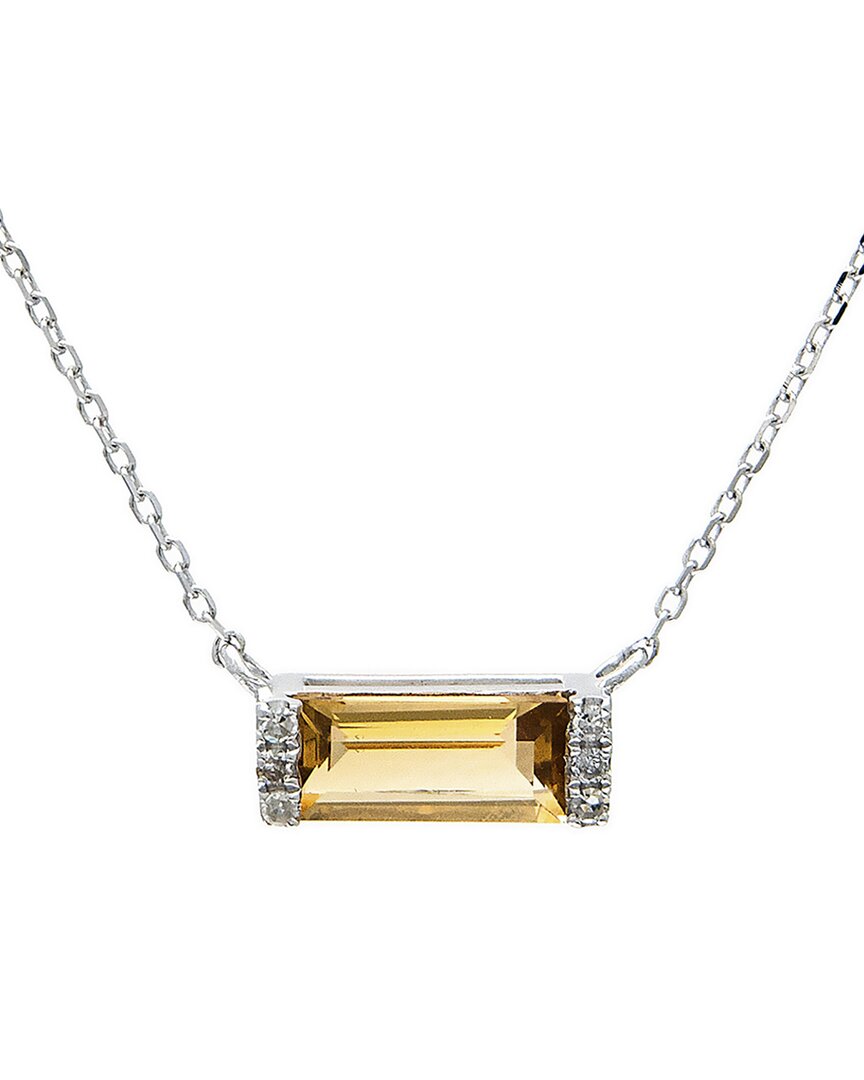 Gemstones Silver 0.49 Ct. Tw. Diamond & Citrine Necklace