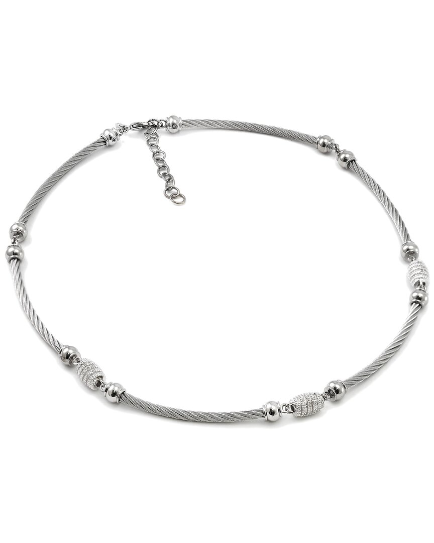 Diamond Select Cuts Silver & Steel 0.07 Ct. Tw. Diamond Necklace