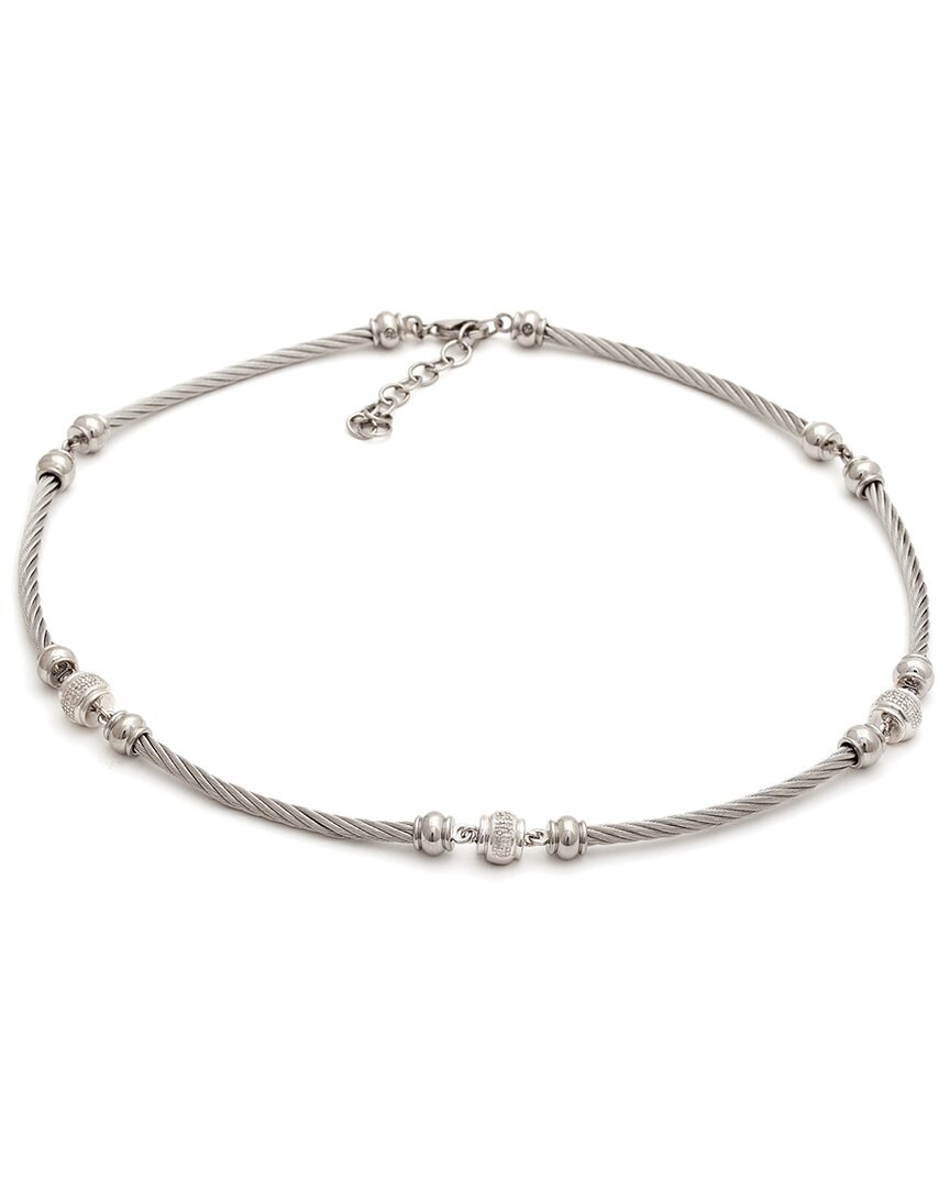 Diamond Select Cuts Silver & Steel 0.08 Ct. Tw. Diamond Necklace
