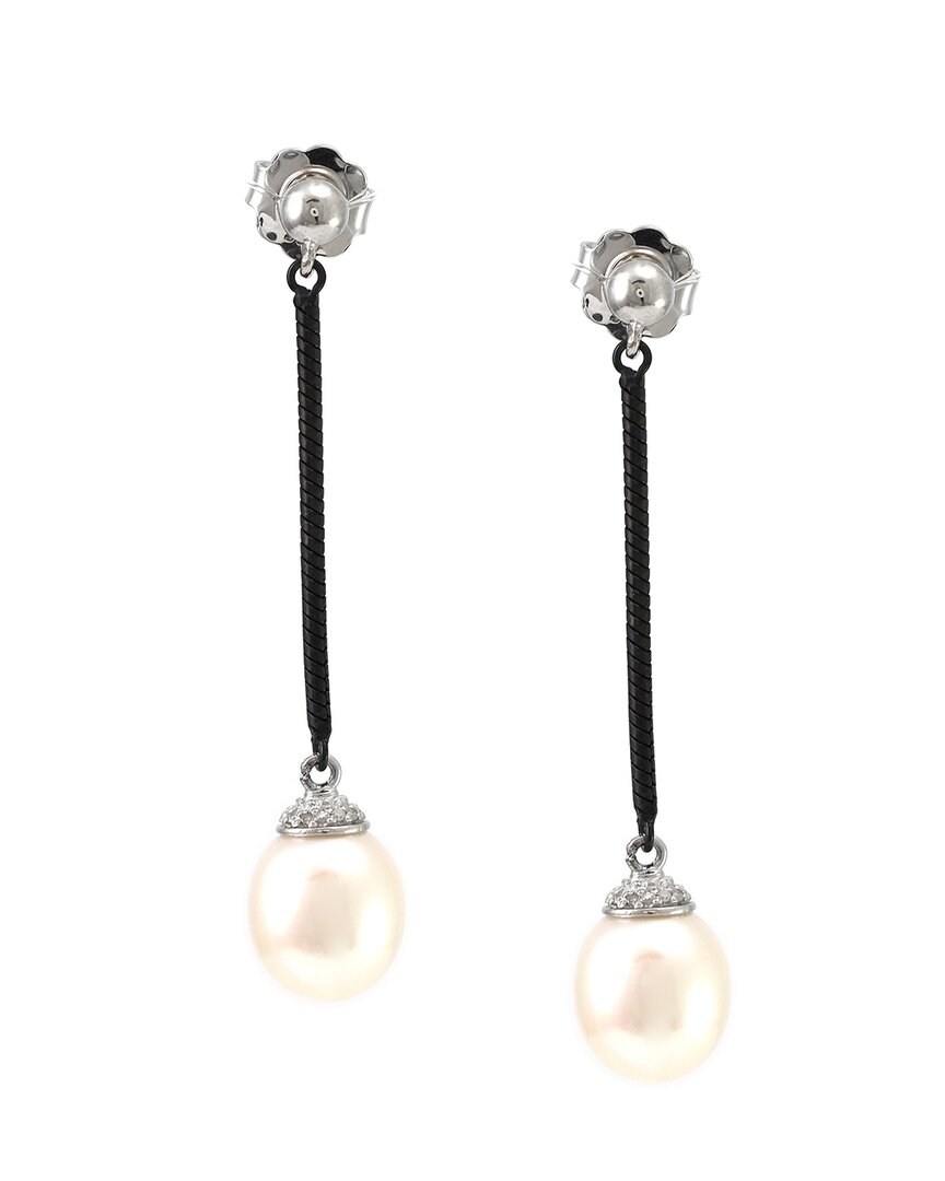 Pearls Silver & Steel Diamond Pearl Earrings