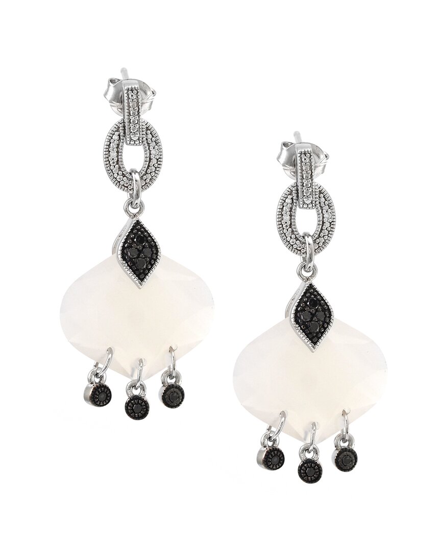 Gemstones Silver 0.18 Ct. Tw. Diamond & Grey Agate Earrings