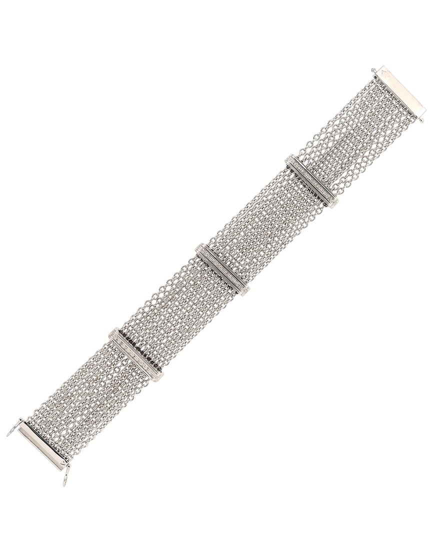 Diamond Select Cuts Silver & Steel 0.11 Ct. Tw. Diamond Bar Bracelet