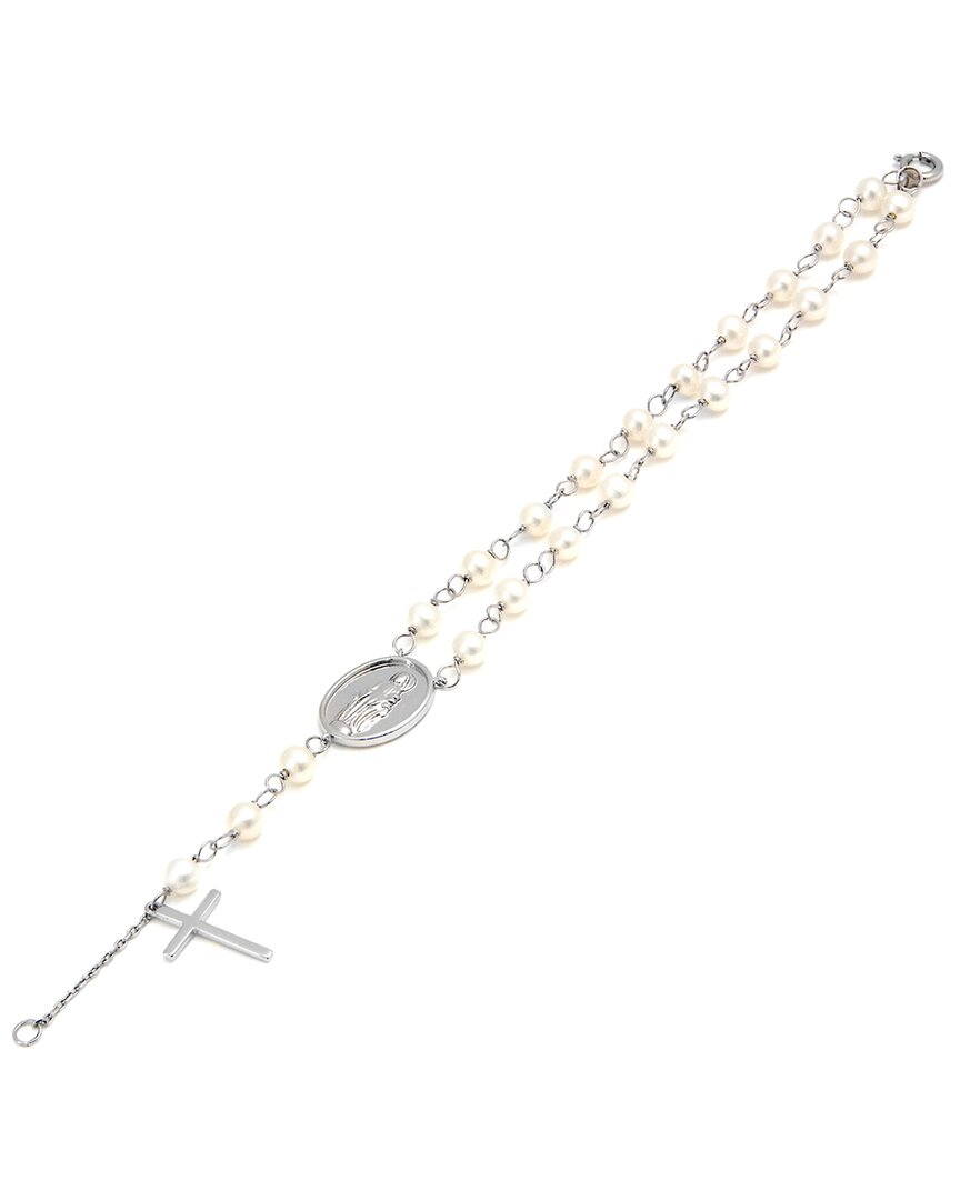 Shop Pearls Silver Pearl Cross Bracelet