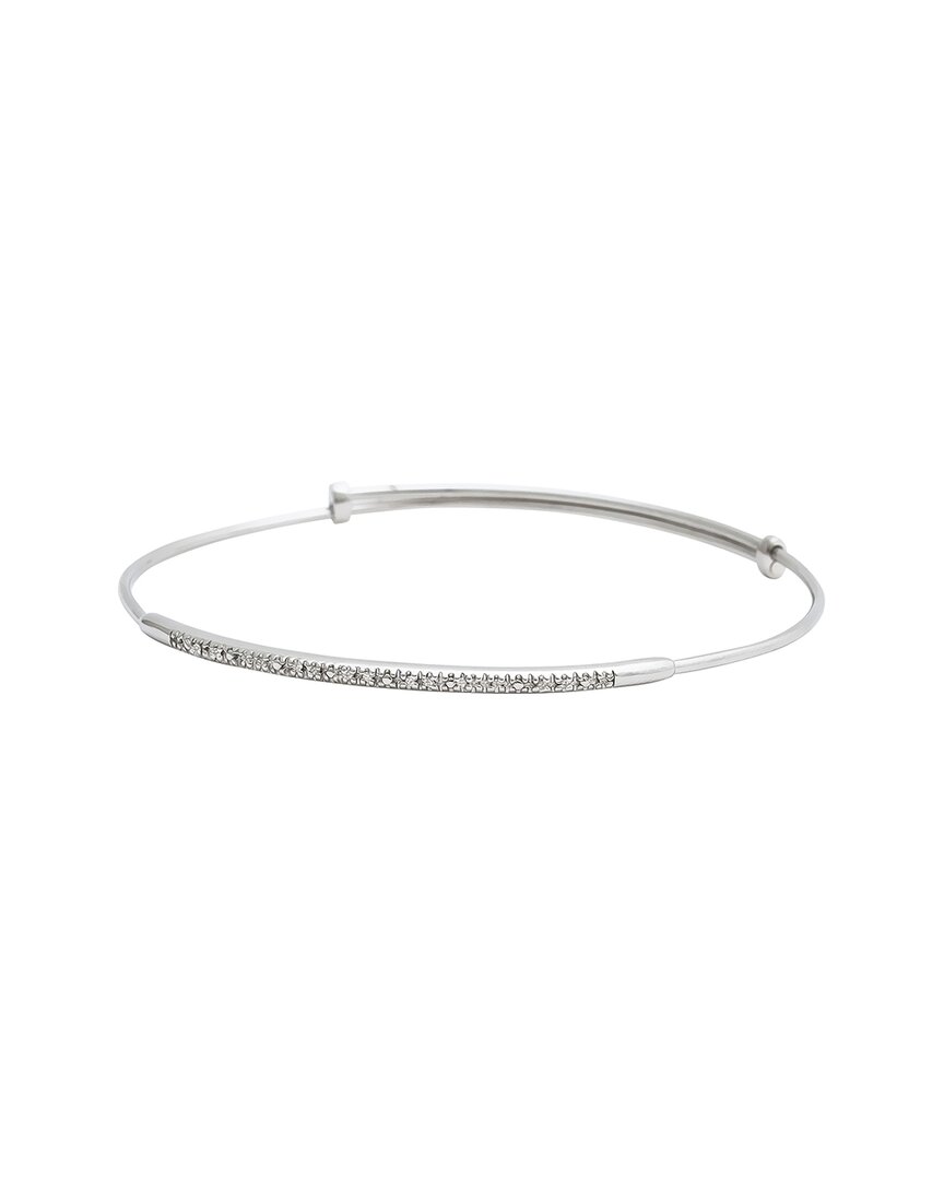 Shop Gemstones Silver 0.05 Ct. Tw. Diamond Adjustable Bangle Bracelet