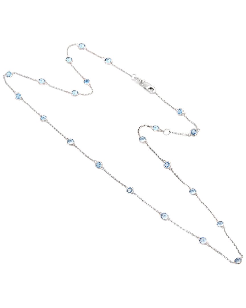 Gemstones Silver 3.20 Ct. Tw. Diamond & Blue Topaz Necklace