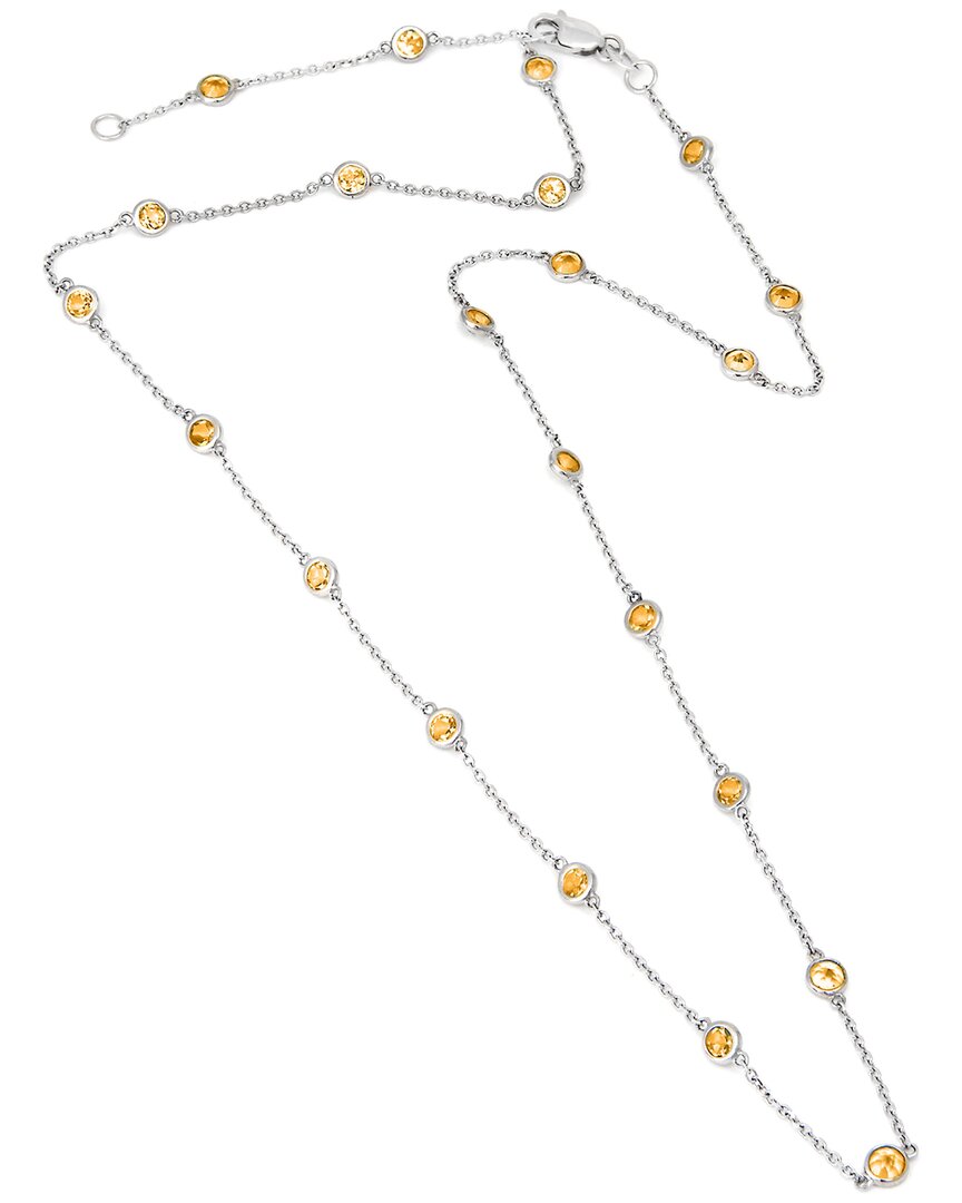 Gemstones Silver 2.39 Ct. Tw. Diamond & Citrine Necklace