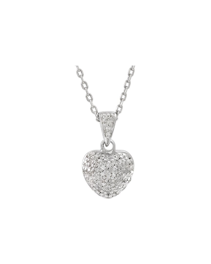Diamond Select Cuts Silver 0.14 Ct. Tw. Diamond Puff Heart Pendant
