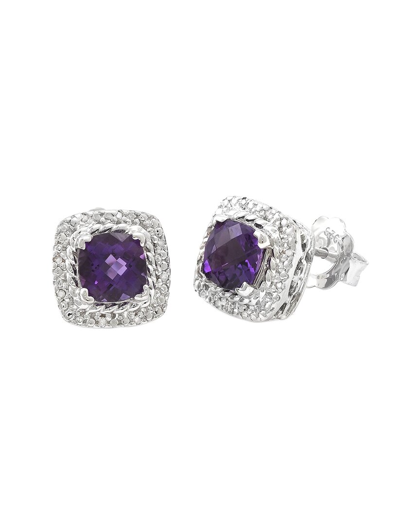 Gemstones Silver 1.68 Ct. Tw. Diamond & Amethyst Earrings