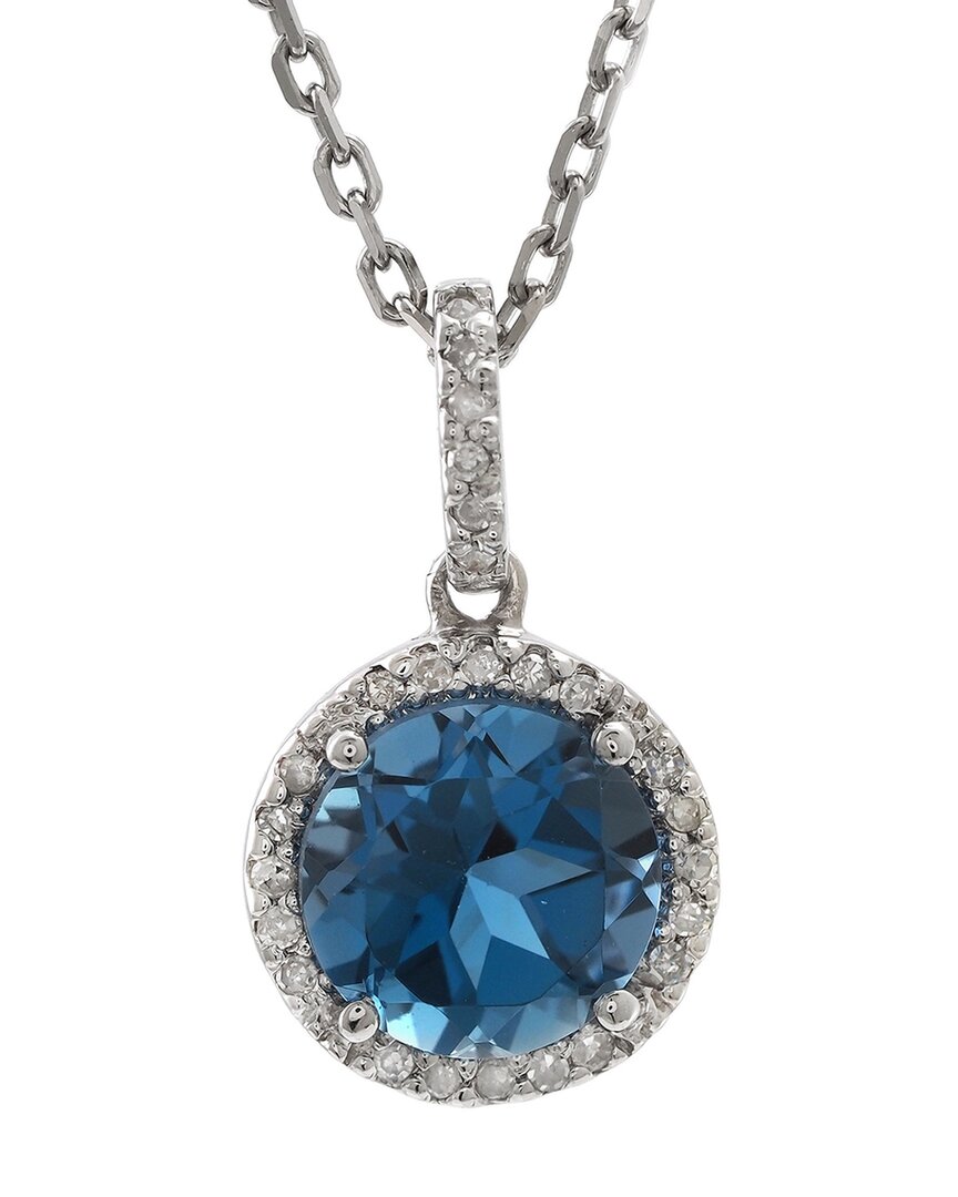 Gemstones Silver 1.67 Ct. Tw. Diamond & Blue Topaz Necklace