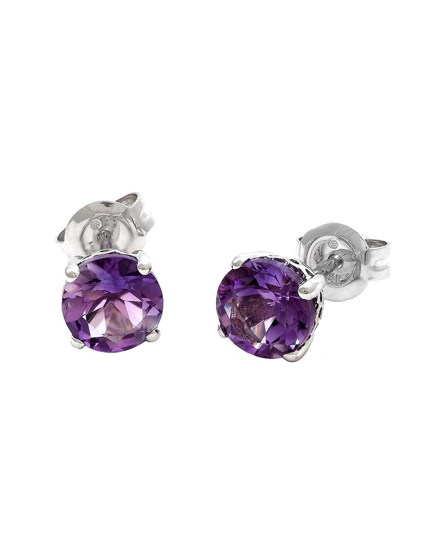 Gemstones 1.51 Ct. Tw. Amethyst 14k Earrings In Metallic