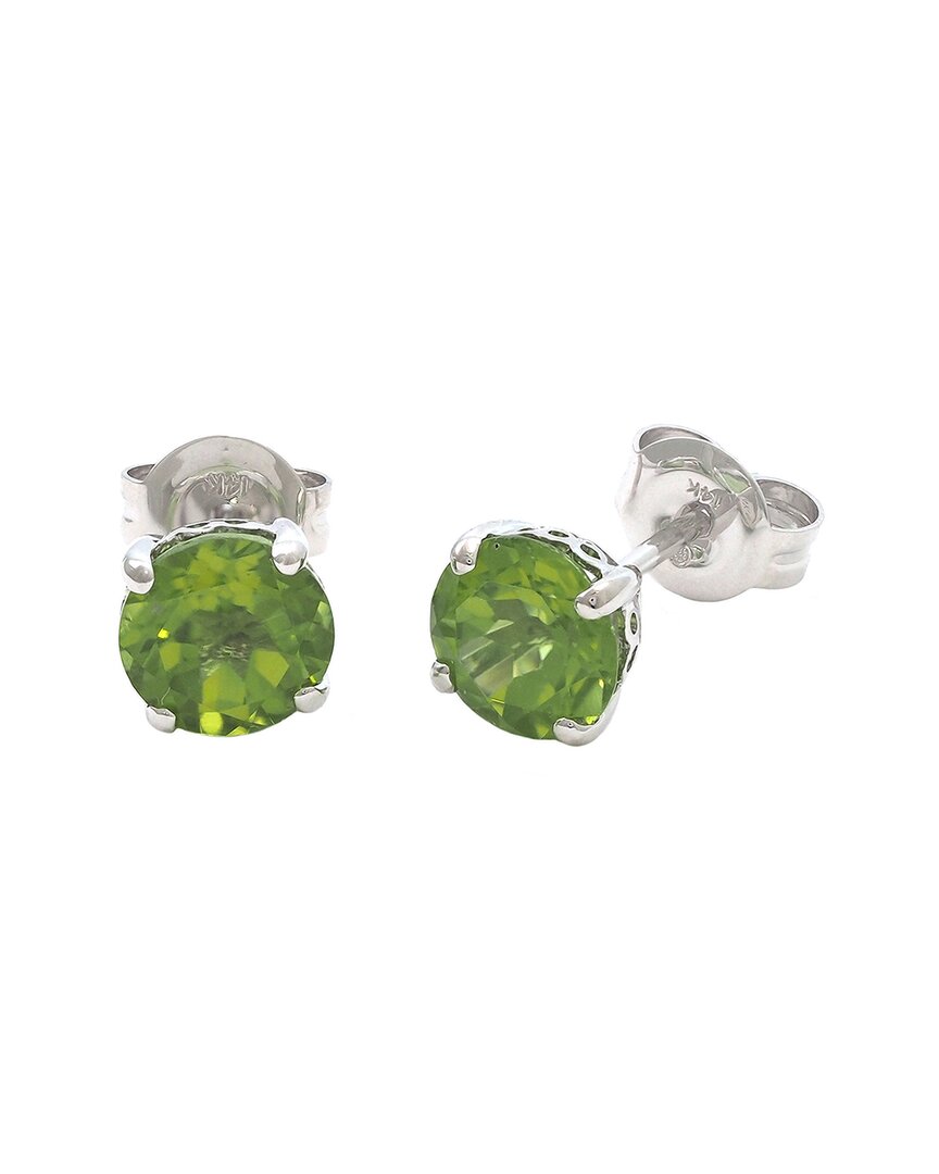 Gemstones 1.85 Ct. Tw. Peridot 14k Earrings In Metallic
