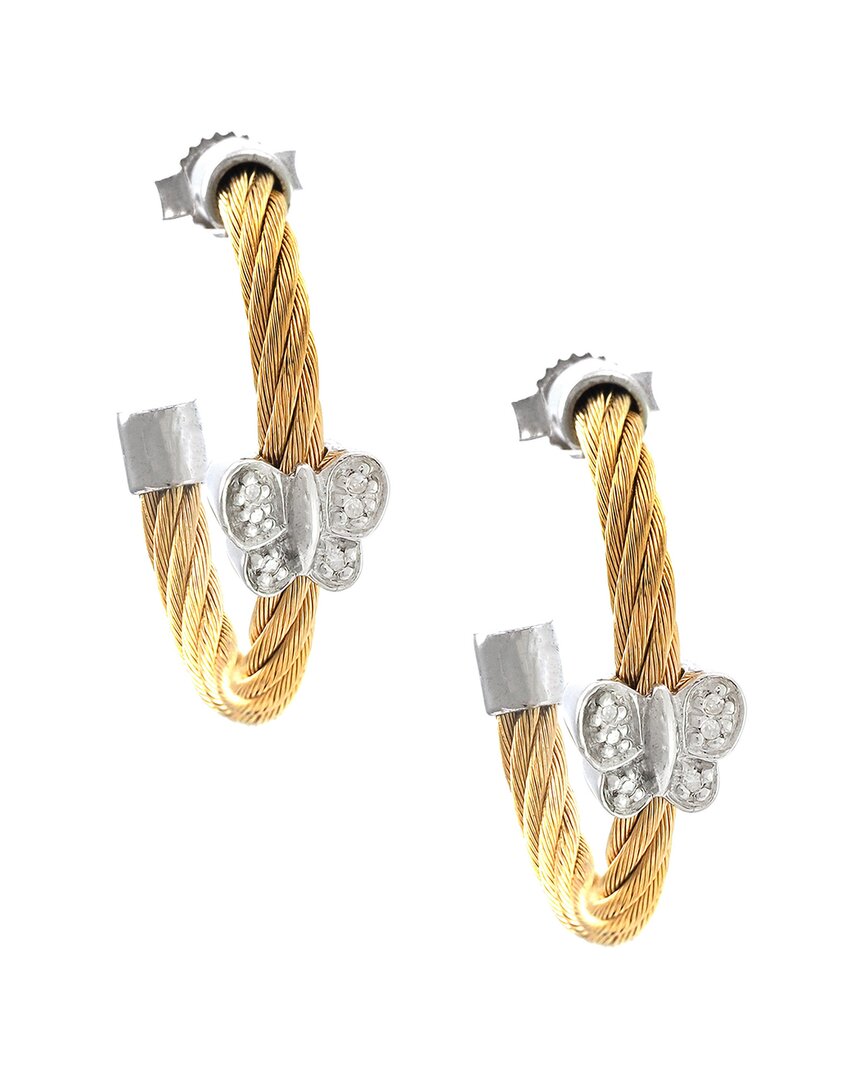 Diamond Select Cuts 0.04 Ct. Tw. Diamond Silver Earrings In Gold