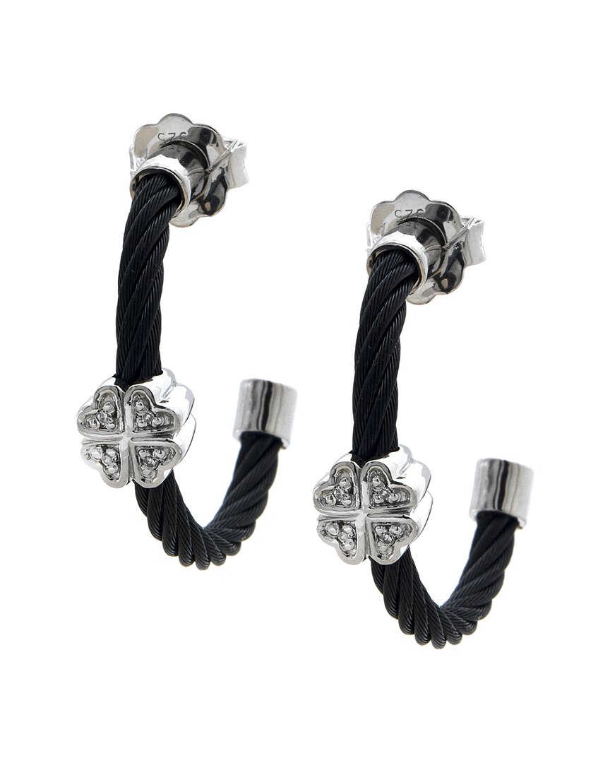 Diamond Select Cuts 0.02 Ct. Tw. Diamond Silver Earrings In Black