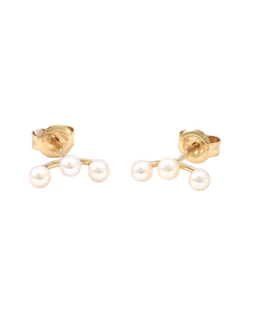 Gemstones 3mm Pearl 14k Earrings