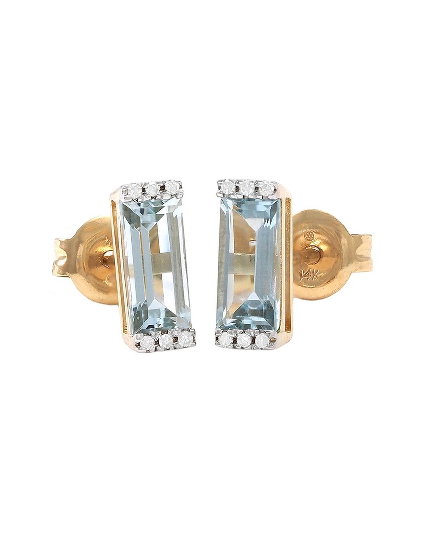 Gemstones 1.45 Ct. Tw. Diamond & Blue Topaz 14k Earrings