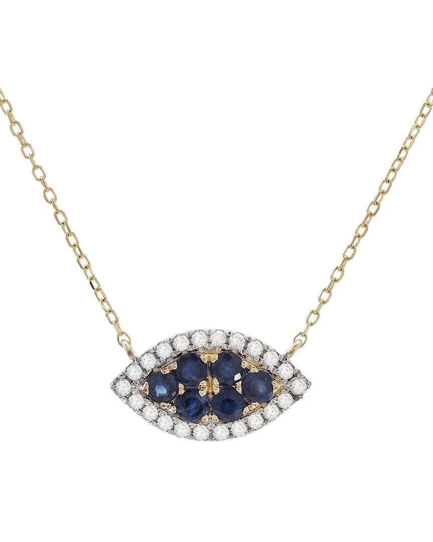 Gemstones 0.38 Ct. Tw. Diamond & Sapphire 14k Necklace In Gold