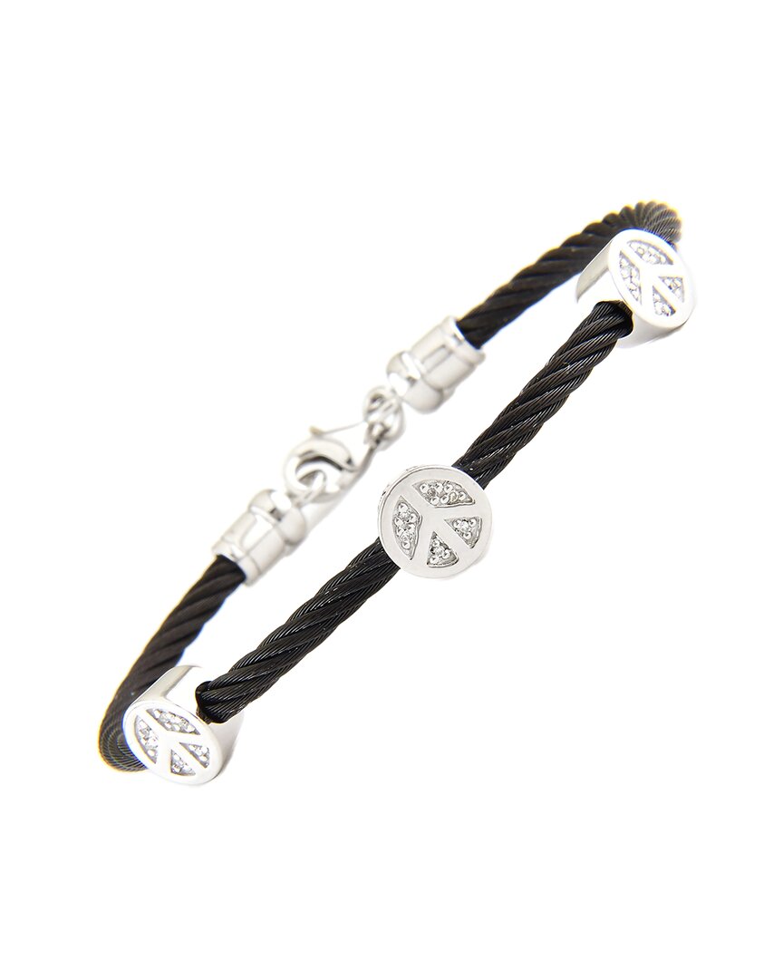 Diamond Select Cuts 0.05 Ct. Tw. Diamond Silver Bangle In Black