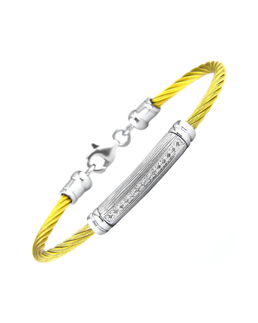 Diamond Select Cuts 0.06 Ct. Tw. Diamond Silver Bangle In Green