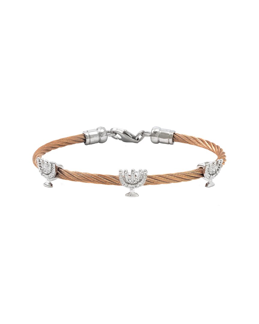Gemstones 0.05 Ct. Tw. Diamond Silver Bangle