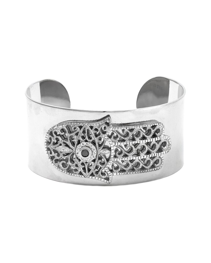 Diamond Select Cuts 0.16 Ct. Tw. Diamond Silver Cuff Bangle In Metallic