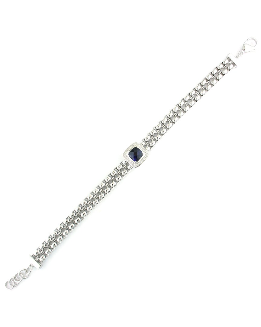 Gemstones 1.79 Ct. Tw. Diamond & Sapphire Silver Bracelet
