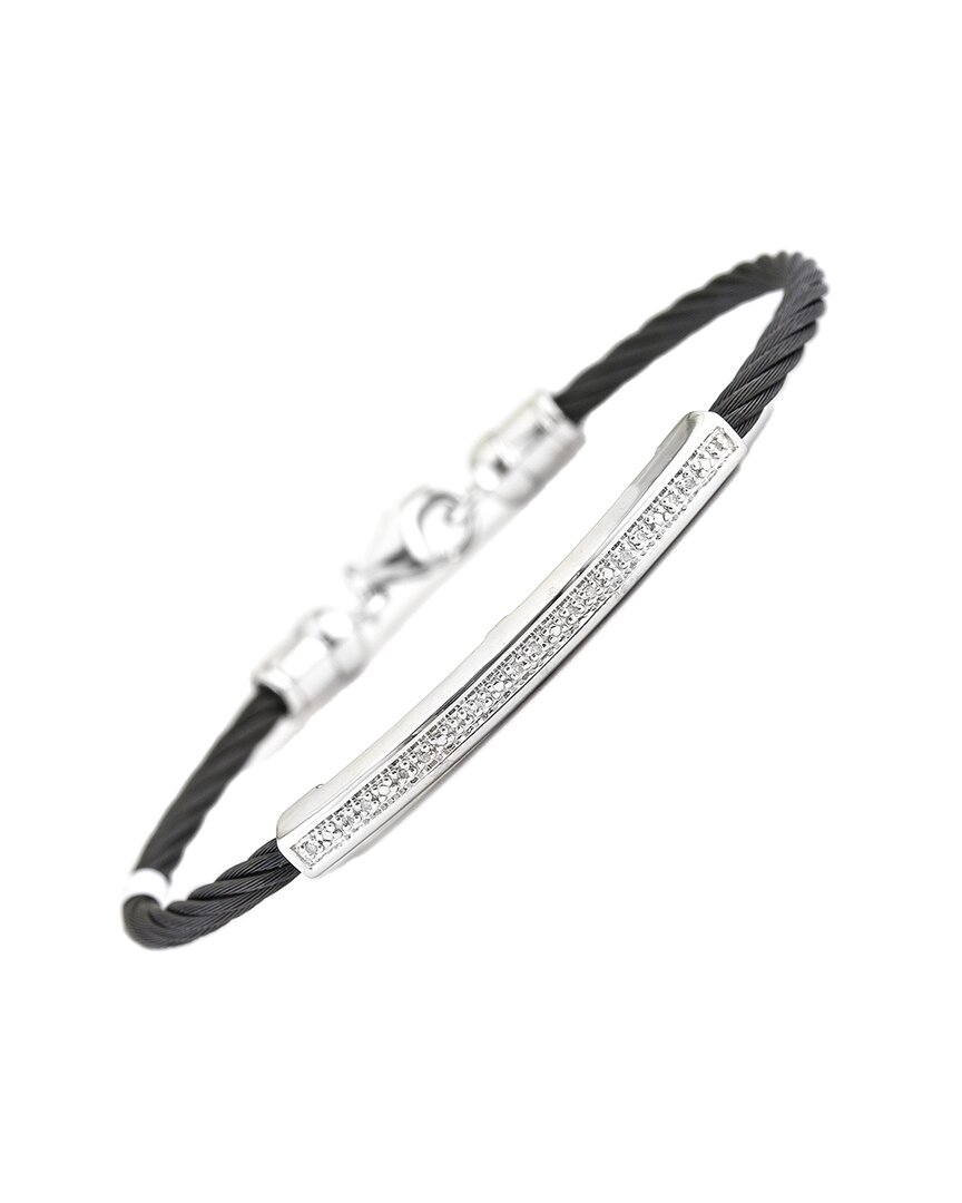 Diamond Select Cuts 0.05 Ct. Tw. Diamond Silver Bangle In Black