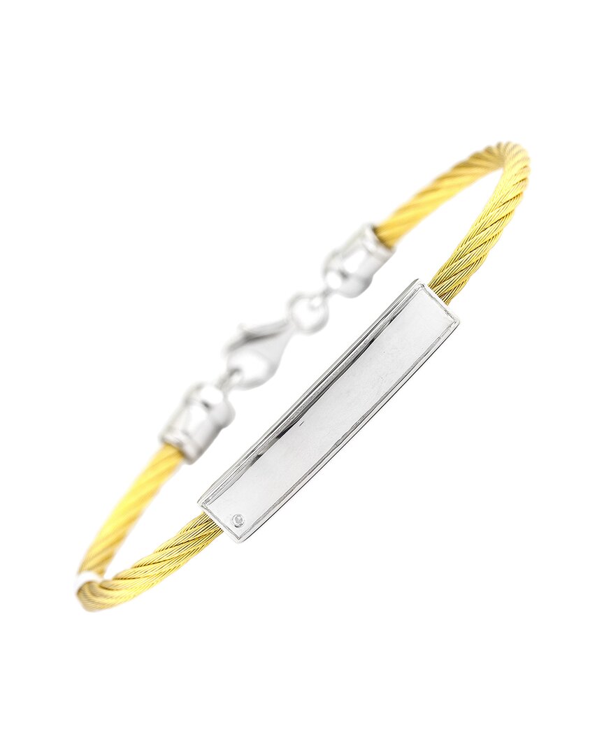 Gemstones 0.01 Ct. Tw. Diamond Silver Bangle In Gold