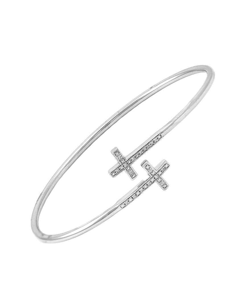 Diamond Select Cuts 0.05 Ct. Tw. Diamond Silver Bangle In Silver