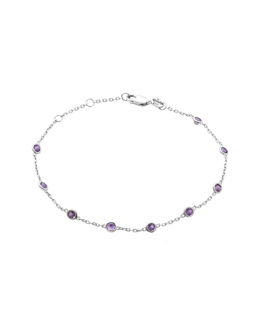 Gemstones 0.95 Ct. Tw. Amethyst Silver Bracelet In Metallic