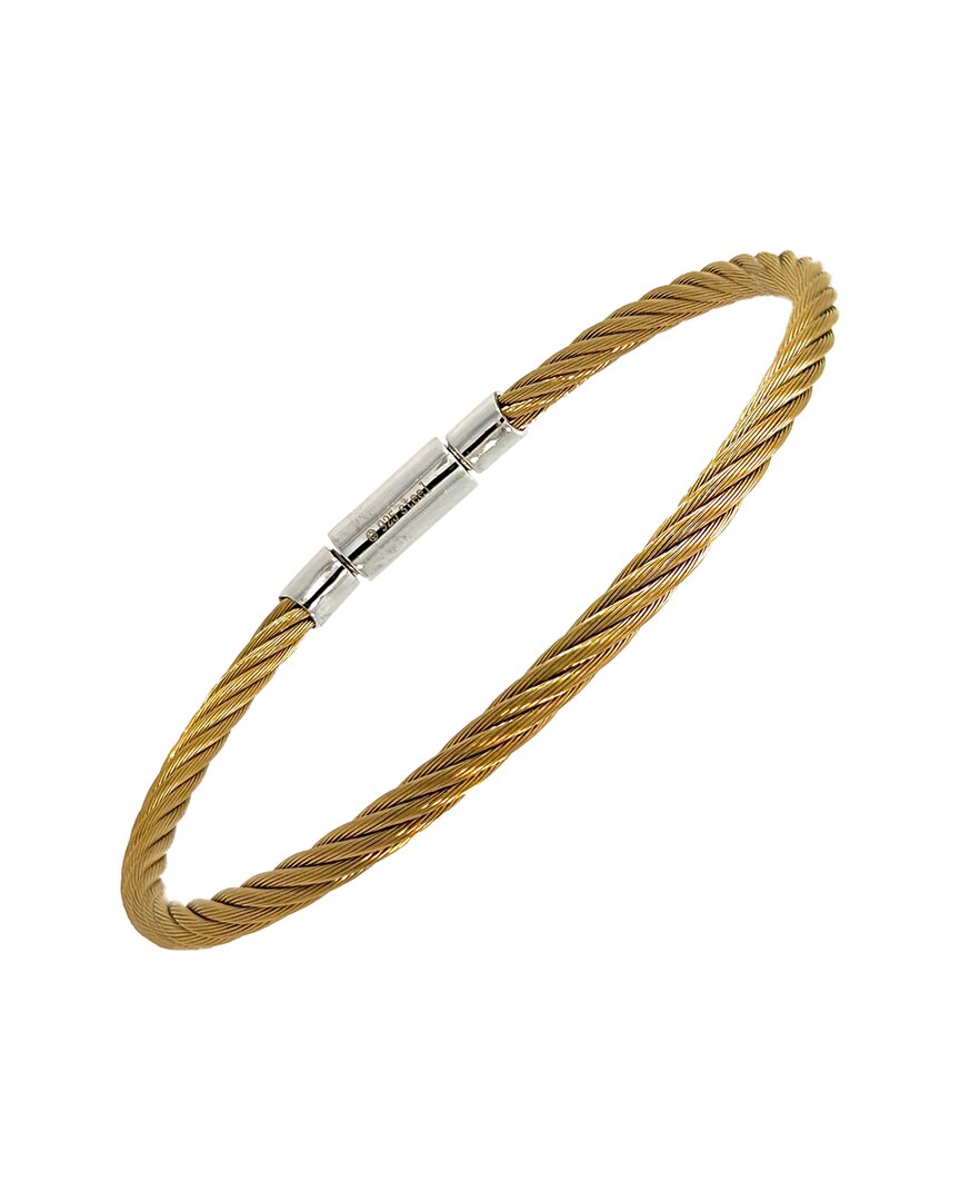 Diamond Select Cuts 0.01 Ct. Tw. Diamond Silver Bangle In Gold
