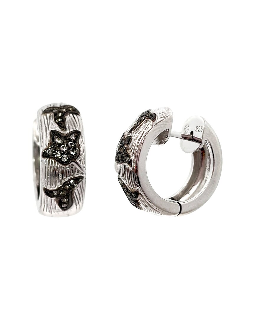 Diamond Select Cuts 0.18 Ct. Tw. Diamond & White Topaz Silver Earrings In Metallic