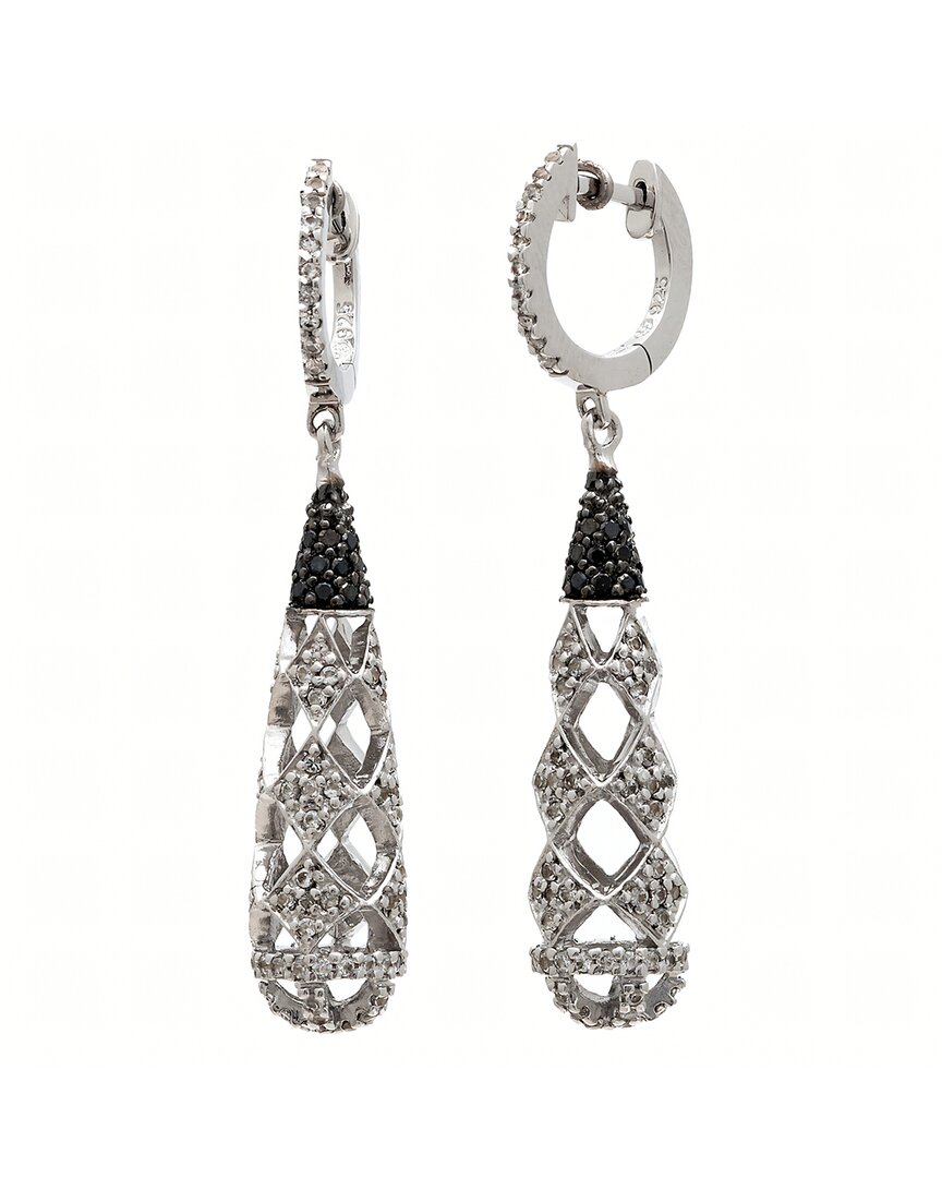 Diamond Select Cuts 1.36 Ct. Tw. Diamond & White Topaz Silver Earrings In Metallic